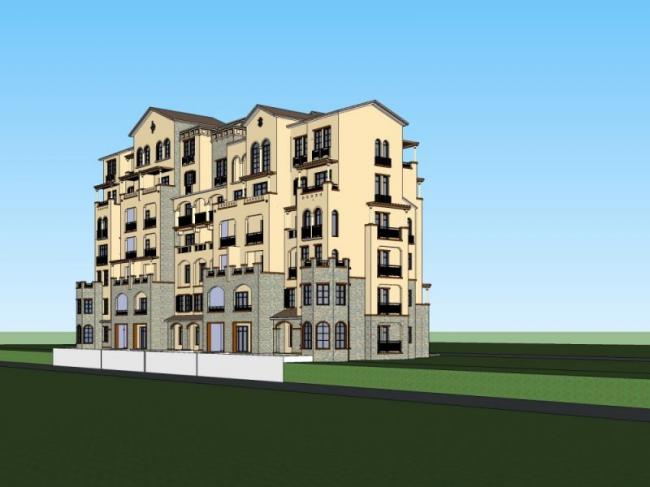 Sketchup住宅模型|多层住宅，居住建筑，古典风格，欧式风格