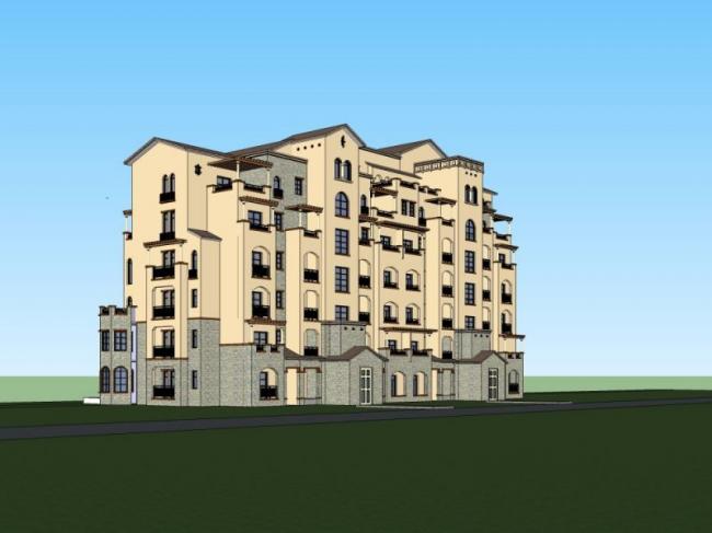 Sketchup住宅模型|多层住宅，居住建筑，古典风格，欧式风格