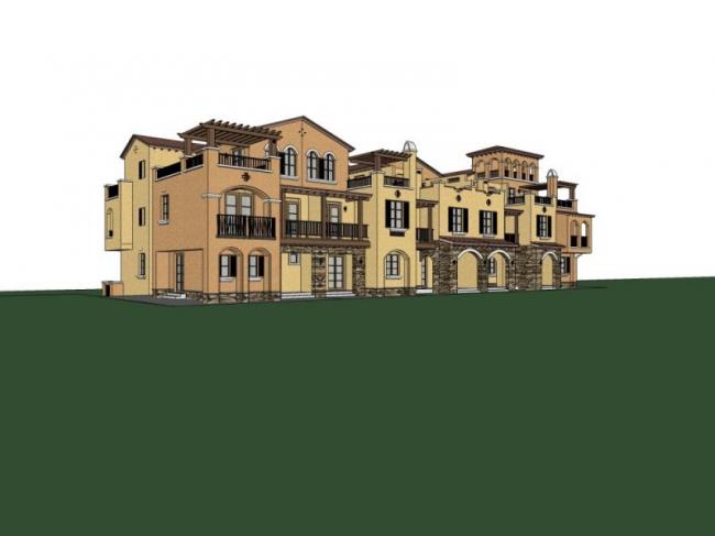 Sketchup住宅模型|联排别墅，欧式风格