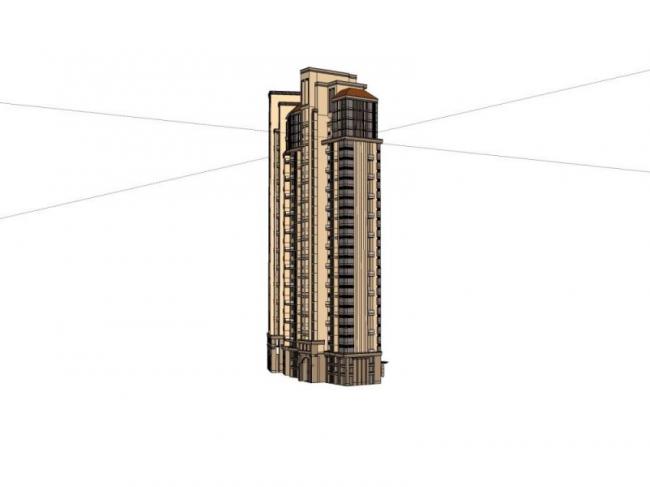 Sketchup住宅模型|超高层住宅，居住建筑，古典风格，西班牙风格
