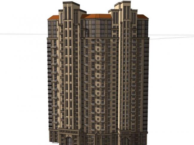 Sketchup住宅模型|超高层住宅，居住建筑，古典风格，西班牙风格