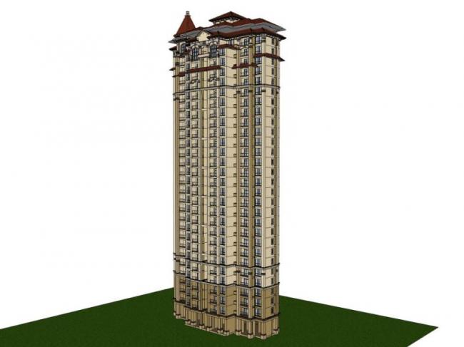 Sketchup住宅模型|超高层住宅，居住建筑，古典风格