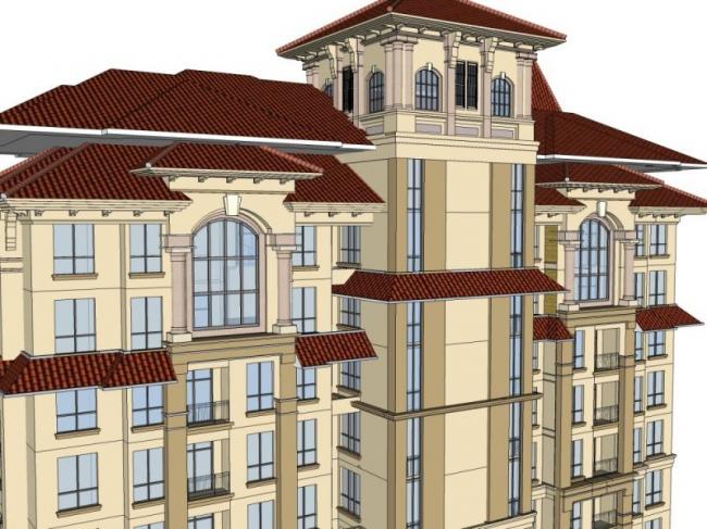 Sketchup住宅模型|超高层住宅，居住建筑，古典风格