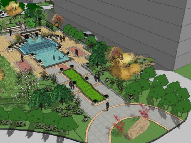 Sketchup景观模型|广场景观，古典风格