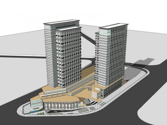 Sketchup综合体模型|多高层综合体，住宅，底层商业，古典风格