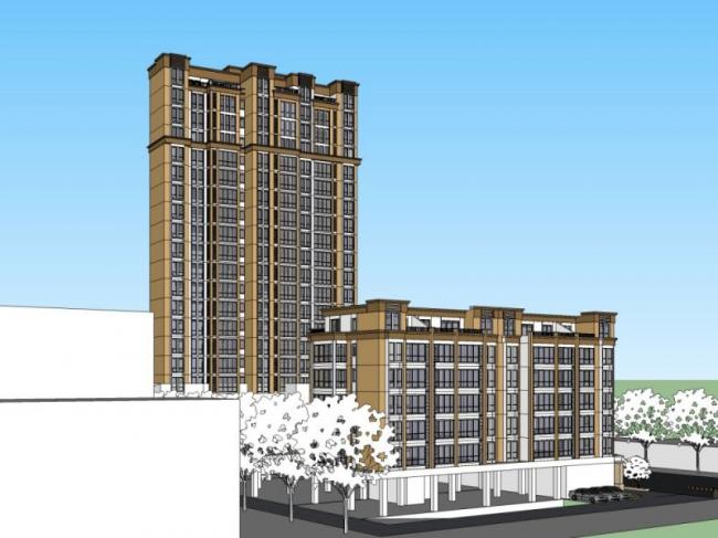 Sketchup综合体模型|多高层商业综合体，住宅，古典风格