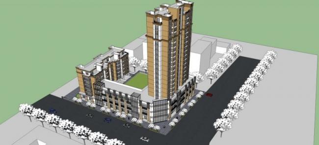 Sketchup综合体模型|多高层商业综合体，住宅，古典风格