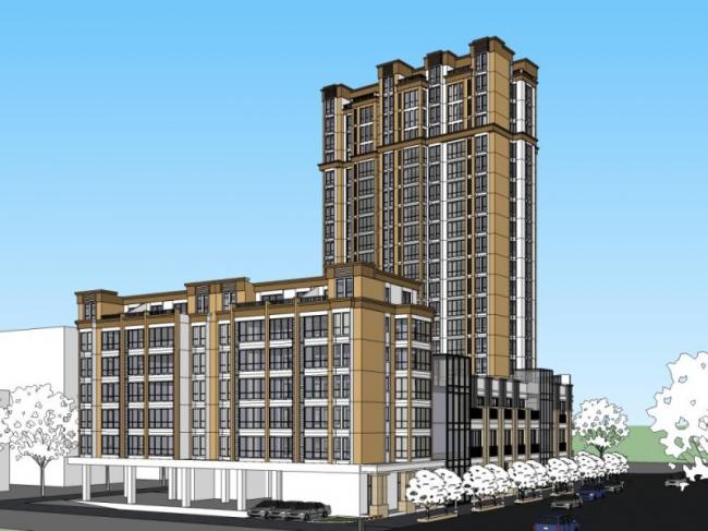 Sketchup综合体模型|多高层商业综合体，住宅，古典风格