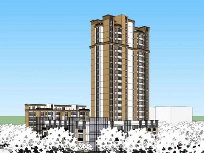 Sketchup综合体模型|多高层商业综合体，住宅，古典风格