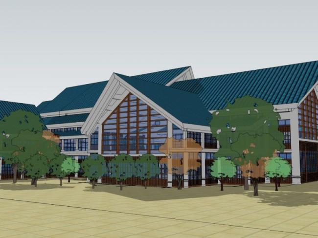 Sketchup酒店模型|多层宾馆，现代中式风格