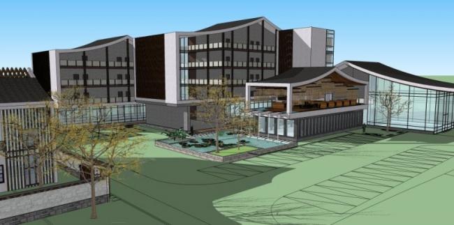 Sketchup酒店模型|多层酒店，中式风格