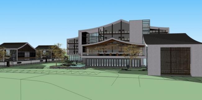 Sketchup酒店模型|多层酒店，中式风格