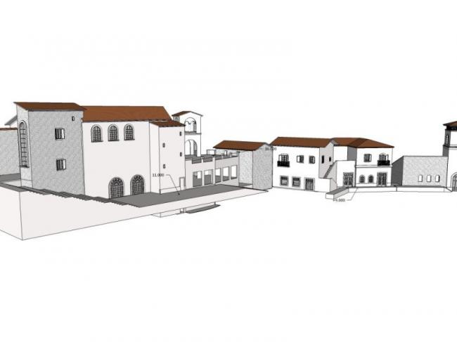 Sketchup商业模型|商业街，西班牙风格