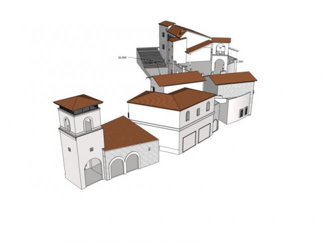 Sketchup商业模型|商业街，西班牙风格