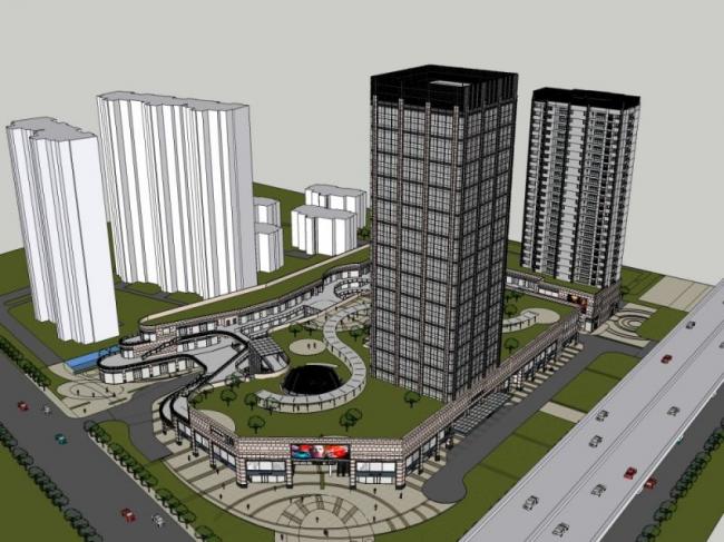 Sketchup综合体模型|多高层商业综合体，住宅，办公，古典风格