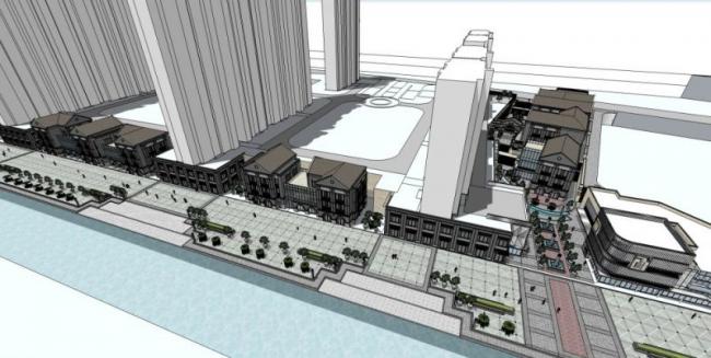 Sketchup商业模型|多层商业街，中式风格