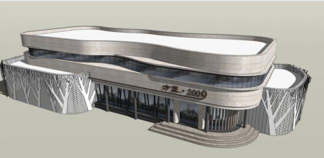 Sketchup商业模型|低层商业建筑，现代风格