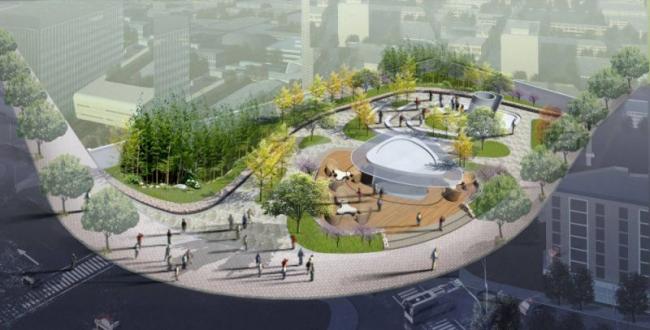 Sketchup景观模型|广场景观，现代风格