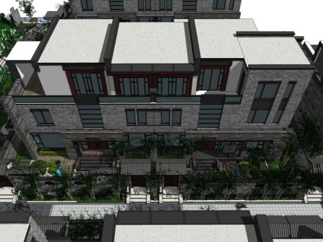 Sketchup景观模型|庭院景观，住宅景观，中式风格