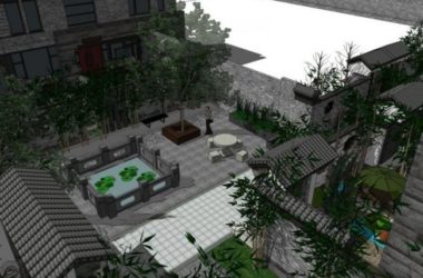 Sketchup景观模型|庭院景观，住宅景观，中式风格-BIM建筑网