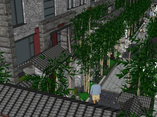 Sketchup景观模型|庭院景观，住宅景观，中式风格