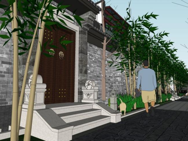 Sketchup景观模型|庭院景观，住宅景观，中式风格