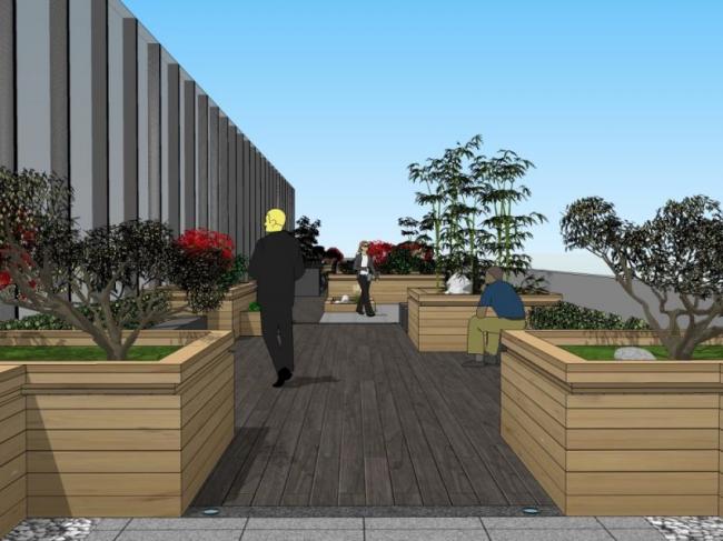 Sketchup景观模型|屋顶花园，现代风格