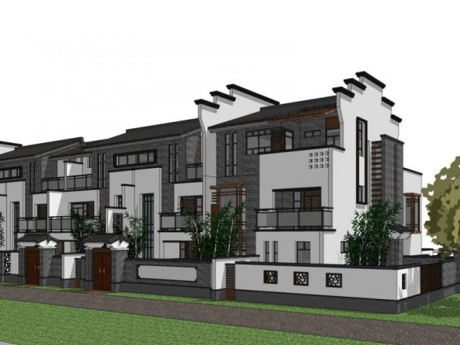 Sketchup住宅模型|多层住宅，中式风格