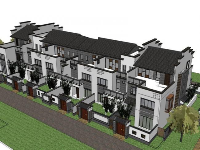 Sketchup住宅模型|多层住宅，中式风格