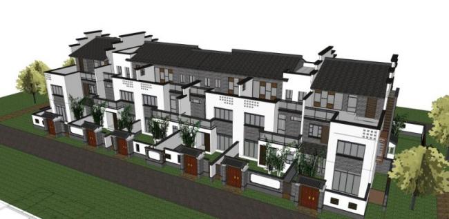 Sketchup住宅模型|多层住宅，中式风格