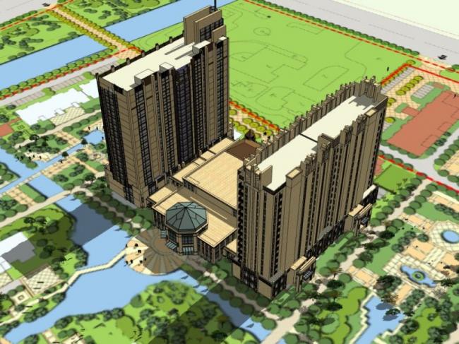 Sketchup住宅模型|高层住宅楼，居住建筑，古典风格