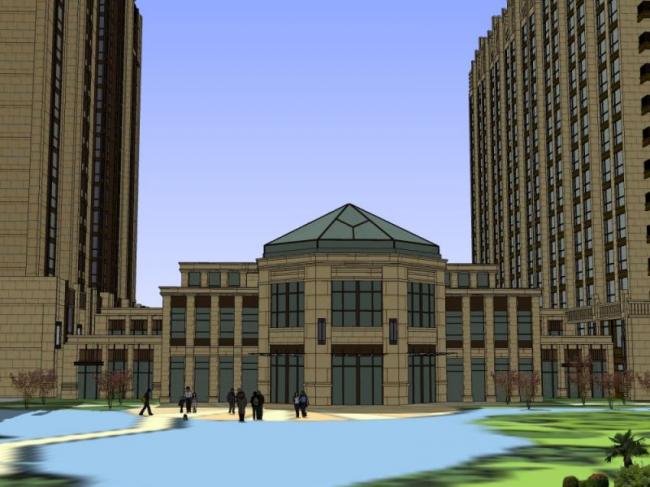 Sketchup住宅模型|高层住宅楼，居住建筑，古典风格