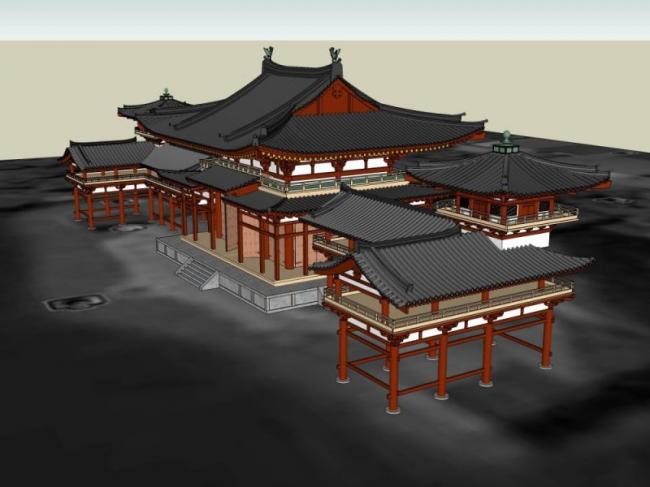Sketchup古建筑模型|多层古建筑，中式风格