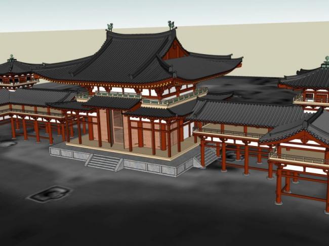Sketchup古建筑模型|多层古建筑，中式风格