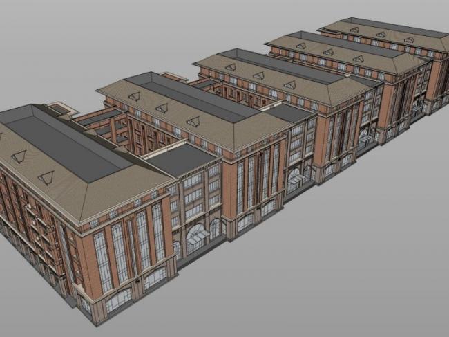 Sketchup商业模型|多层商业街，现代风格