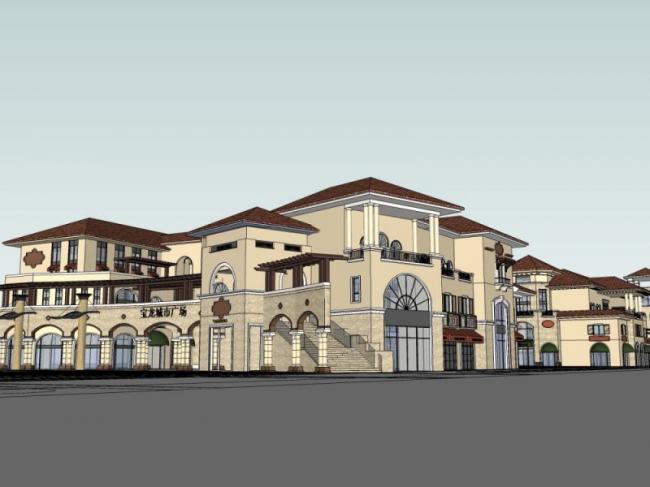 Sketchup商业模型|低层商业街，现代风格