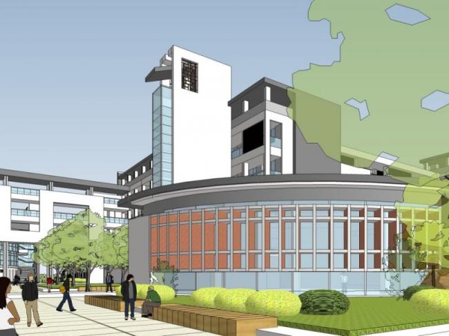 Sketchup学校模型|多层中学学校，校园教育建筑，现代中式风格