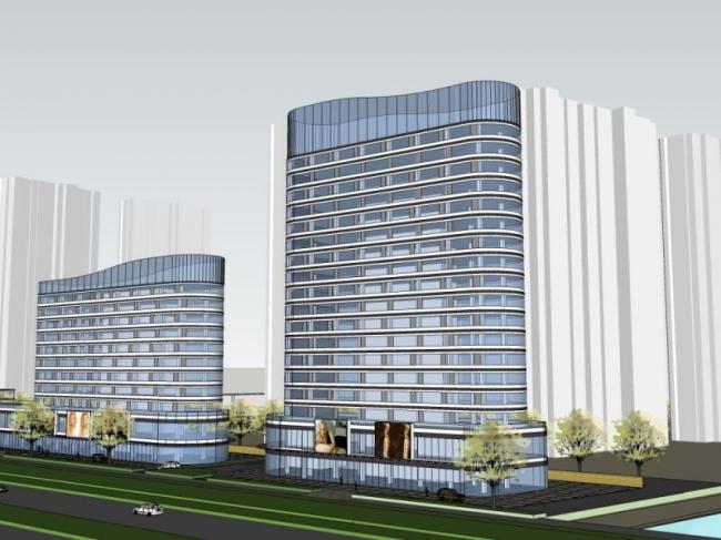 Sketchup综合体模型|多高层商业综合体，酒店，办公，现代风格