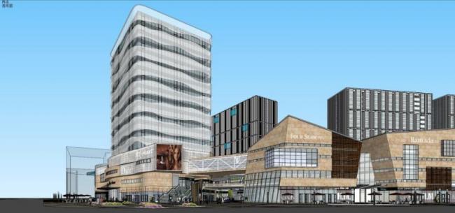 Sketchup综合体模型|多高层商业综合体，办公，现代风格