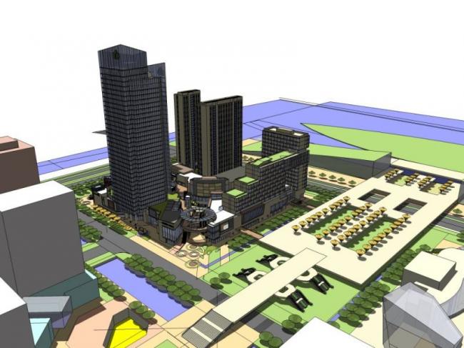 Sketchup综合体模型|多高层商业综合体，住宅，办公，现代风格