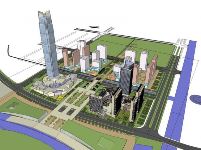 Sketchup综合体模型|多高层商业综合体，住宅，办公，现代风格