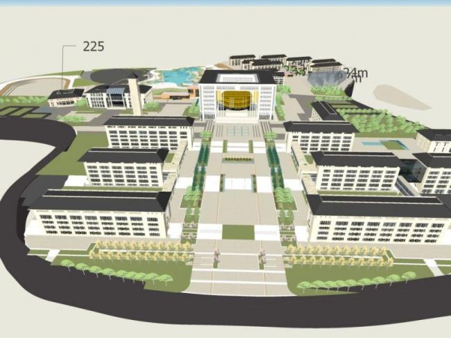 Sketchup学校模型|多层学校，校园教育建筑，古典风格