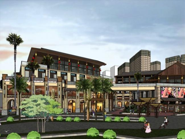 Sketchup商业模型|多层商业街，东南亚风格