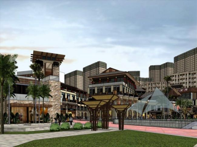 Sketchup商业模型|多层商业街，东南亚风格