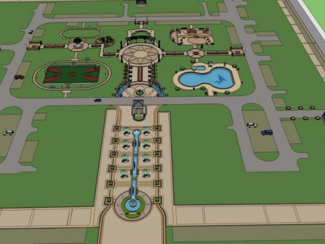 Sketchup景观模型|广场景观，欧式风格，古典风格