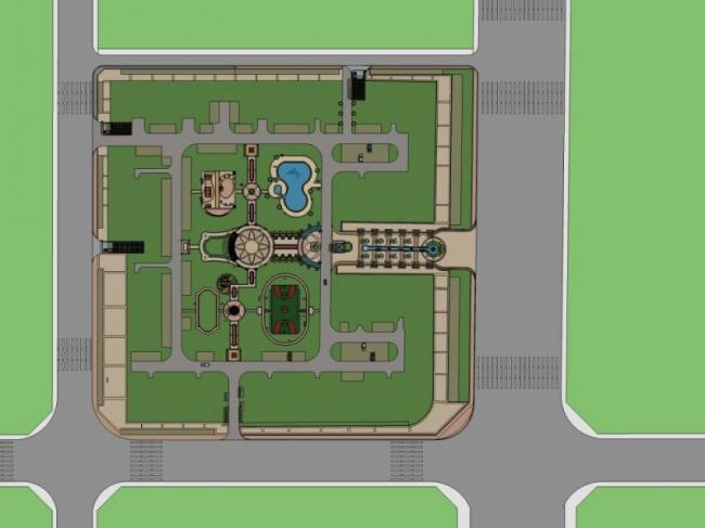 Sketchup景观模型|广场景观，欧式风格，古典风格