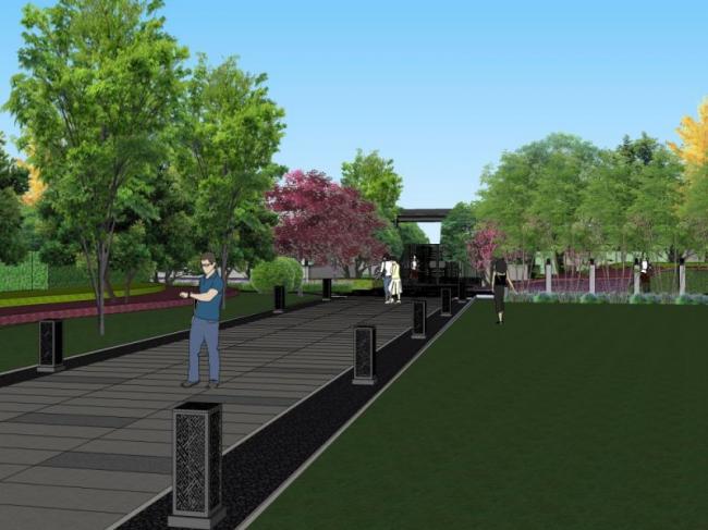 Sketchup景观模型|广场景观，现代中式风格