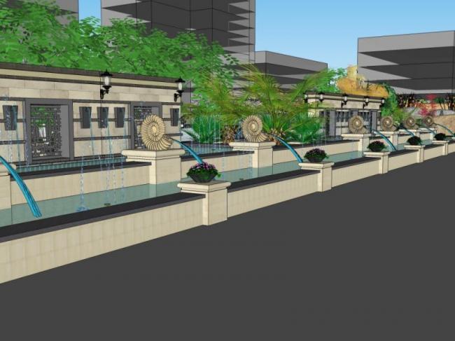 Sketchup景观模型|居住区景观，住宅景观，古典风格