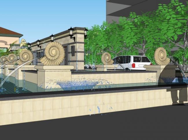 Sketchup景观模型|居住区景观，住宅景观，古典风格