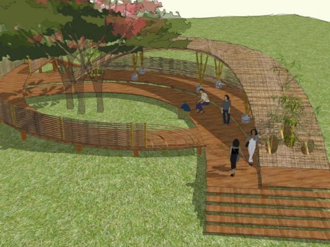 Sketchup景观模型|廊道景观，中式风格